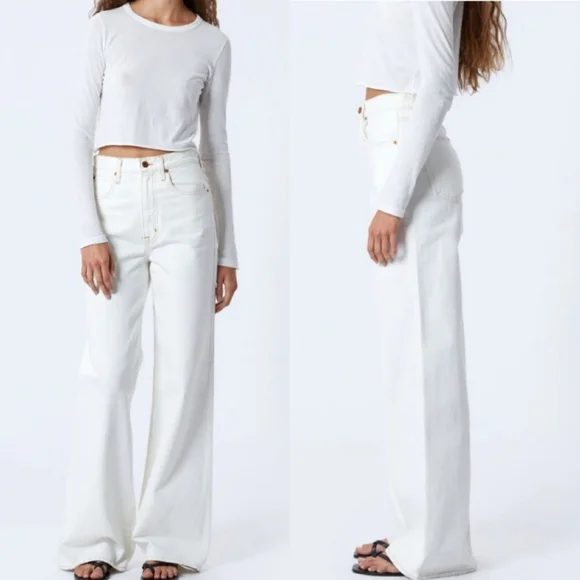 NWT SLVRLAKE Eva Jeans Super Wide Leg High Waisted White 27 - Picture 3 of 11